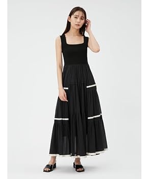 フレイアイディー　タックプリーツニットワンピース 今期】ニットコンビタックティアードワンピースFRAY I.Dフレイ